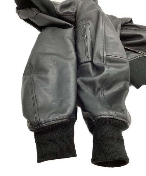 MSML（エムエスエムエル）MSML (エムエスエムエル) ラムレザージャケット OVERSIZED LEATHER MA-1 JACKET ブラック サイズ:Mの古着・服飾アイテム