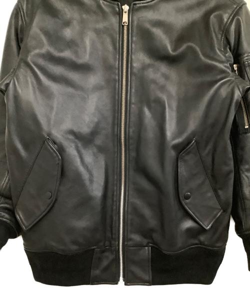 MSML（エムエスエムエル）MSML (エムエスエムエル) ラムレザージャケット OVERSIZED LEATHER MA-1 JACKET ブラック サイズ:Mの古着・服飾アイテム