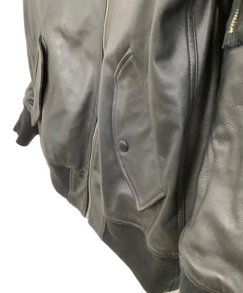 MSML（エムエスエムエル）MSML (エムエスエムエル) ラムレザージャケット OVERSIZED LEATHER MA-1 JACKET ブラック サイズ:Mの古着・服飾アイテム