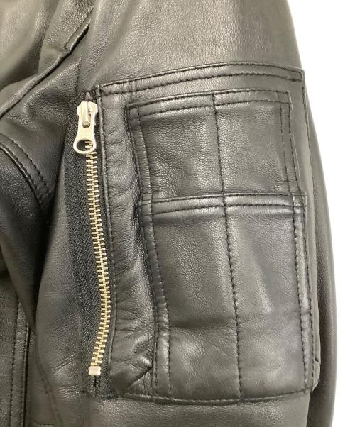 MSML（エムエスエムエル）MSML (エムエスエムエル) ラムレザージャケット OVERSIZED LEATHER MA-1 JACKET ブラック サイズ:Mの古着・服飾アイテム