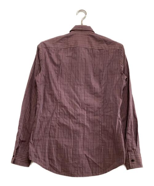 HUGO BOSS（ヒューゴ ボス）HUGO BOSS (ヒューゴ ボス) 長袖シャツ　スリムフィット　	チェック パープル サイズ:Ｓの古着・服飾アイテム