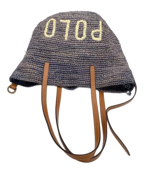 POLO RALPH LAUREN（ポロ・ラルフローレン）POLO RALPH LAUREN (ポロ・ラルフローレン) トートバッグ ネイビー×ブラウンの古着・服飾アイテム