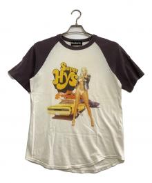 Hysteric Glamour（ヒステリックグラマー）の古着「 半袖Tシャツ　Super HYS　ラグランスリーブ」｜ホワイト×グレー
