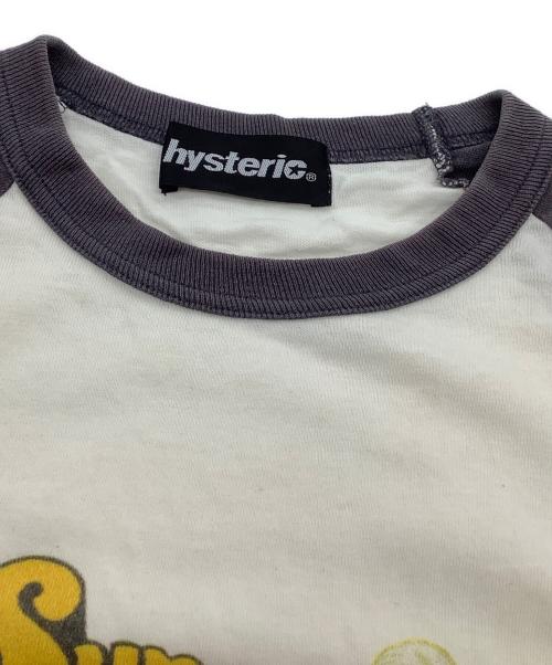 Hysteric Glamour（ヒステリックグラマー）Hysteric Glamour (ヒステリックグラマー)  半袖Tシャツ　Super HYS　ラグランスリーブ ホワイト×グレー サイズ:freeの古着・服飾アイテム