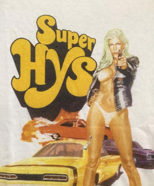 Hysteric Glamour（ヒステリックグラマー）Hysteric Glamour (ヒステリックグラマー)  半袖Tシャツ　Super HYS　ラグランスリーブ ホワイト×グレー サイズ:freeの古着・服飾アイテム