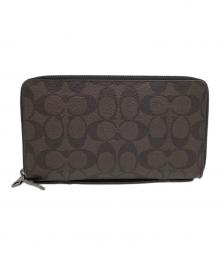 COACH（コーチ）の古着「セカンドバッグ　シグネチャー　	ダブル ジップ トラベル オーガナイザー　」｜ブラウン