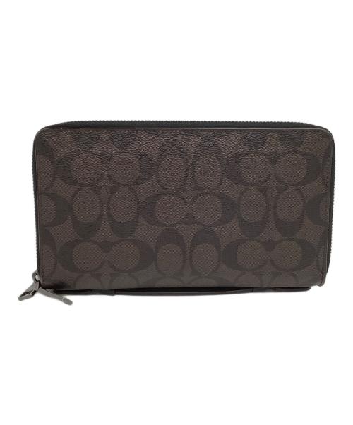 COACH（コーチ）COACH (コーチ) セカンドバッグ　シグネチャー　	ダブル ジップ トラベル オーガナイザー　 ブラウンの古着・服飾アイテム