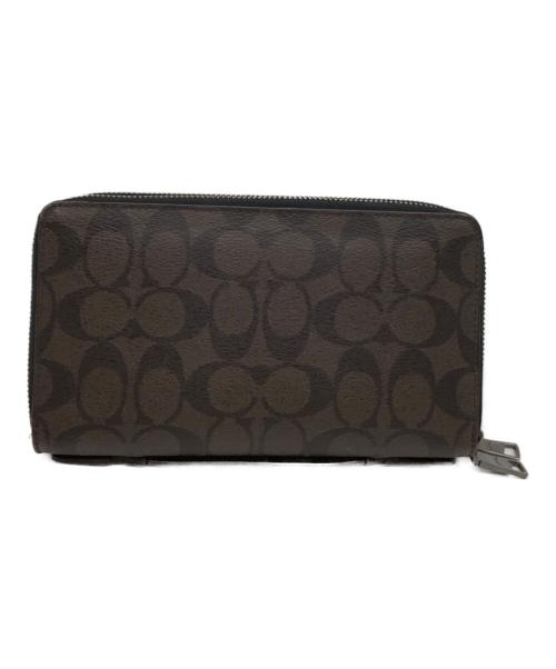 COACH（コーチ）COACH (コーチ) セカンドバッグ　シグネチャー　	ダブル ジップ トラベル オーガナイザー　 ブラウンの古着・服飾アイテム