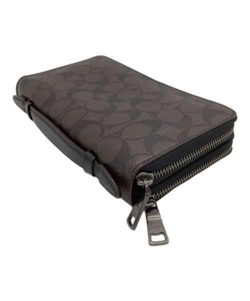 COACH（コーチ）COACH (コーチ) セカンドバッグ　シグネチャー　	ダブル ジップ トラベル オーガナイザー　 ブラウンの古着・服飾アイテム