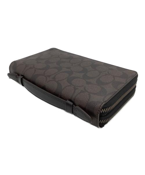 COACH（コーチ）COACH (コーチ) セカンドバッグ　シグネチャー　	ダブル ジップ トラベル オーガナイザー　 ブラウンの古着・服飾アイテム