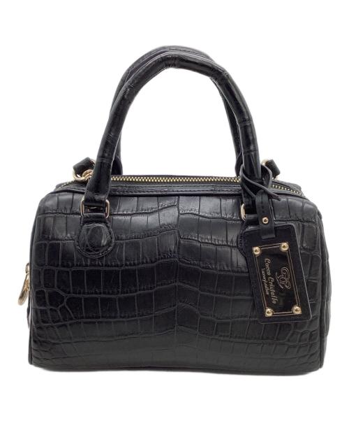 cocco cristallo（コッコクリスターロ）COCCO CRISTALLO (コッコクリスターロ) ミニボストンバッグ　クロコ型押し パープルの古着・服飾アイテム