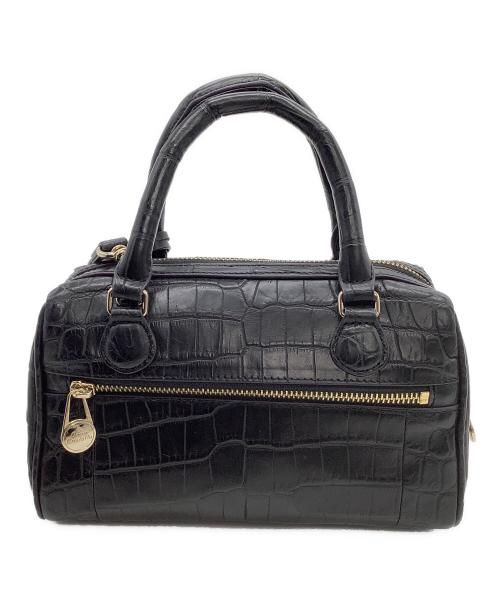 cocco cristallo（コッコクリスターロ）COCCO CRISTALLO (コッコクリスターロ) ミニボストンバッグ　クロコ型押し パープルの古着・服飾アイテム