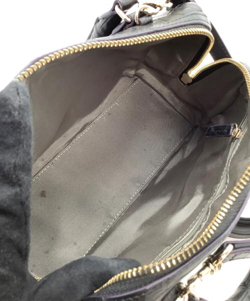 cocco cristallo（コッコクリスターロ）COCCO CRISTALLO (コッコクリスターロ) ミニボストンバッグ　クロコ型押し パープルの古着・服飾アイテム