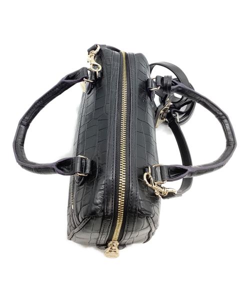 cocco cristallo（コッコクリスターロ）COCCO CRISTALLO (コッコクリスターロ) ミニボストンバッグ　クロコ型押し パープルの古着・服飾アイテム