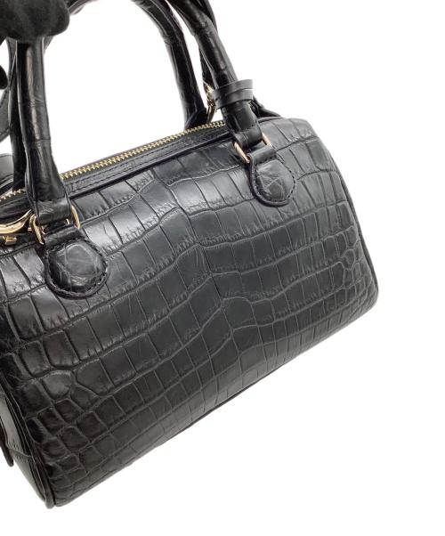 cocco cristallo（コッコクリスターロ）COCCO CRISTALLO (コッコクリスターロ) ミニボストンバッグ　クロコ型押し パープルの古着・服飾アイテム