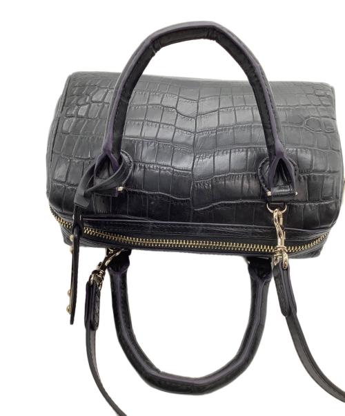 cocco cristallo（コッコクリスターロ）COCCO CRISTALLO (コッコクリスターロ) ミニボストンバッグ　クロコ型押し パープルの古着・服飾アイテム