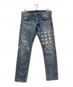 OVERDESIGNオーバーデザイン）の古着「デニムパンツ　NEW SKINNY　STAR SLAVE」｜ブルー