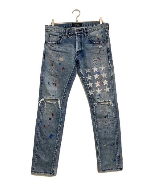 OVERDESIGN（オーバーデザイン）OVERDESIGN (オーバーデザイン) デニムパンツ　NEW SKINNY　STAR SLAVE ブルー サイズ:W32の古着・服飾アイテム