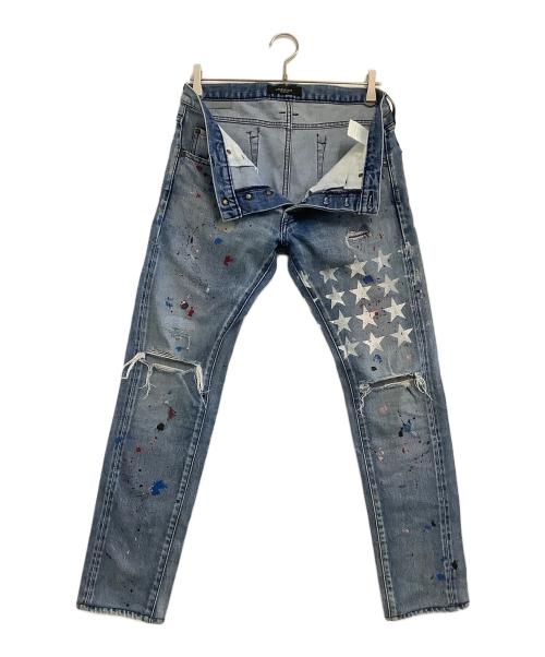 OVERDESIGN（オーバーデザイン）OVERDESIGN (オーバーデザイン) デニムパンツ　NEW SKINNY　STAR SLAVE ブルー サイズ:W32の古着・服飾アイテム
