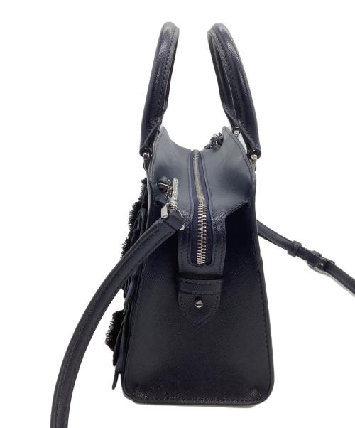 Kate Spade（ケイトスペード）Kate Spade (ケイトスペード) ショルダーバッグ　マディソン アップリケ エンブロイダード フローラル スモール サッチェル ネイビーの古着・服飾アイテム