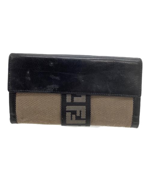FENDI（フェンディ）FENDI (フェンディ) 長財布 ベージュ×ブラックの古着・服飾アイテム