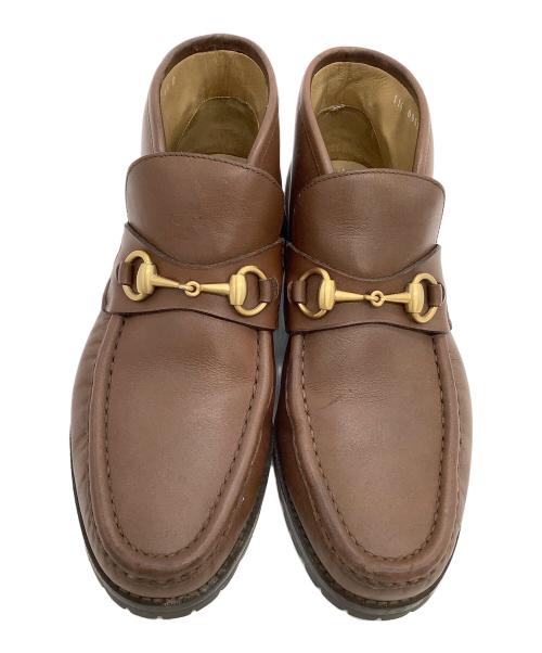 GUCCI（グッチ）GUCCI (グッチ) ホースビットチャッカブーツ ブラウン サイズ:6 1/2の古着・服飾アイテム