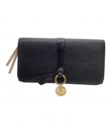 Chloe（クロエ）の古着「長財布　フラップ付きグレインレザー製Alphabetウォレット」｜ブラック