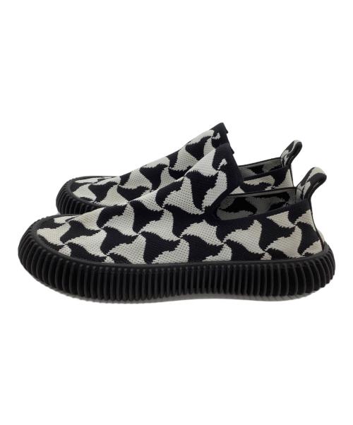 BOTTEGA VENETA（ボッテガベネタ）BOTTEGA VENETA (ボッテガベネタ) スリッポン RIPPLE KNIT JACQUARD SNEAKERS ホワイト×ブラック サイズ:41の古着・服飾アイテム