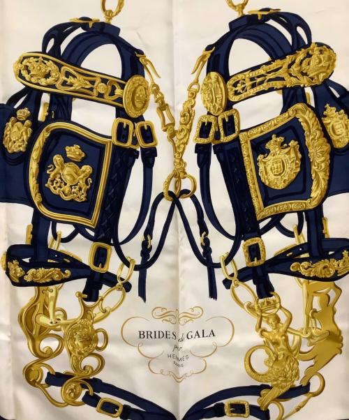 HERMES（エルメス）HERMES (エルメス) シルクスカーフ カレ90 BRIDES de GALA ネイビーの古着・服飾アイテム