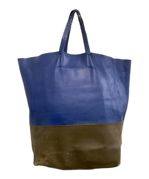CELINE（セリーヌ）CELINE (セリーヌ) トートバッグ ホリゾンタルカバ ブルー×ブラウンの古着・服飾アイテム