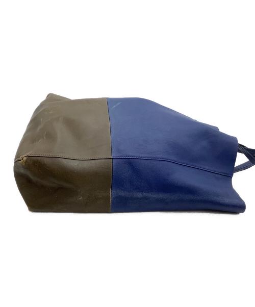CELINE（セリーヌ）CELINE (セリーヌ) トートバッグ ホリゾンタルカバ ブルー×ブラウンの古着・服飾アイテム