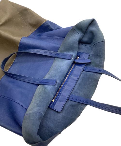 CELINE（セリーヌ）CELINE (セリーヌ) トートバッグ ホリゾンタルカバ ブルー×ブラウンの古着・服飾アイテム