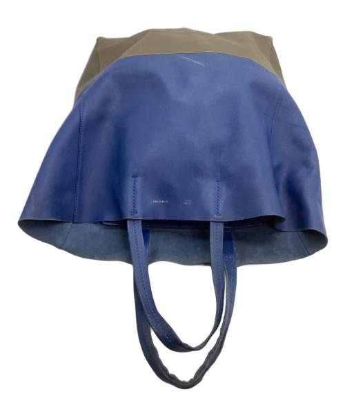 CELINE（セリーヌ）CELINE (セリーヌ) トートバッグ ホリゾンタルカバ ブルー×ブラウンの古着・服飾アイテム