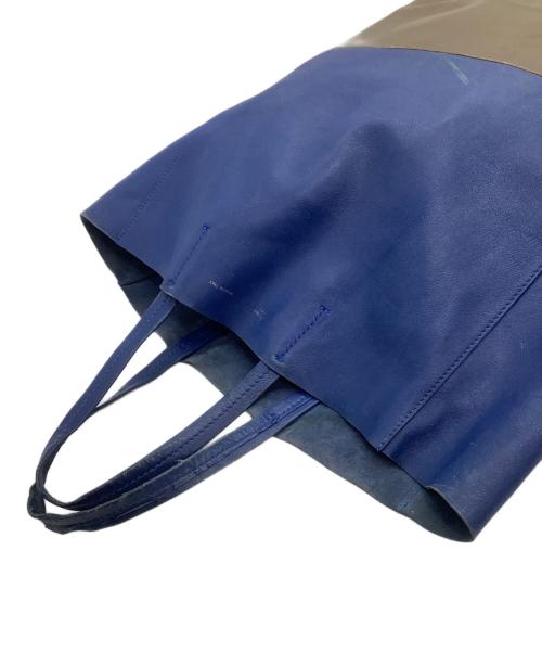 CELINE（セリーヌ）CELINE (セリーヌ) トートバッグ ホリゾンタルカバ ブルー×ブラウンの古着・服飾アイテム