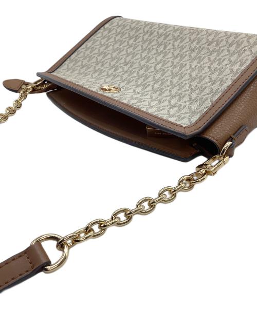 MICHAEL KORS（マイケルコース）MICHAEL KORS (マイケルコース) チェーンショルダーバッグ ブラウン×ベージュの古着・服飾アイテム