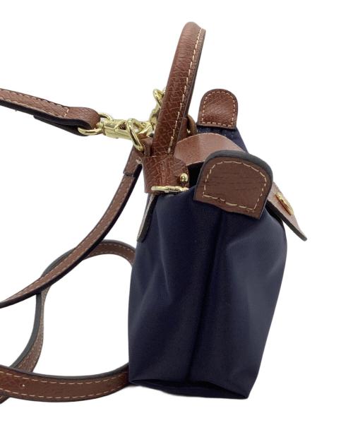 LONGCHAMP（ロンシャン）LONGCHAMP (ロンシャン) ミニショルダーバッグ　ル プリアージュ ネイビー×ブラウンの古着・服飾アイテム