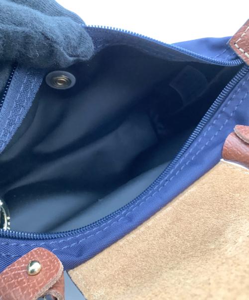 LONGCHAMP（ロンシャン）LONGCHAMP (ロンシャン) ミニショルダーバッグ　ル プリアージュ ネイビー×ブラウンの古着・服飾アイテム