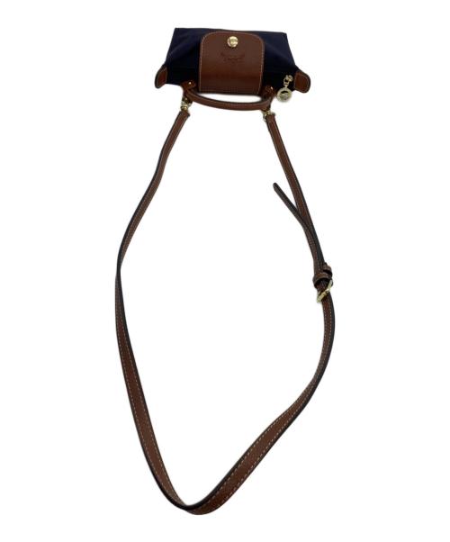 LONGCHAMP（ロンシャン）LONGCHAMP (ロンシャン) ミニショルダーバッグ　ル プリアージュ ネイビー×ブラウンの古着・服飾アイテム