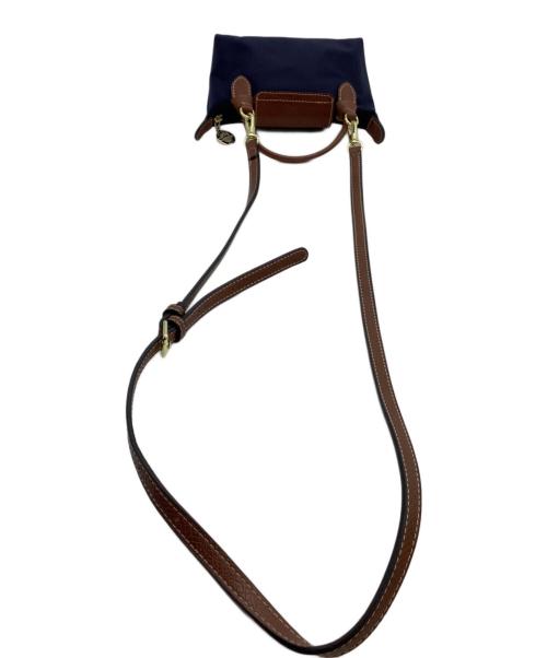 LONGCHAMP（ロンシャン）LONGCHAMP (ロンシャン) ミニショルダーバッグ　ル プリアージュ ネイビー×ブラウンの古着・服飾アイテム