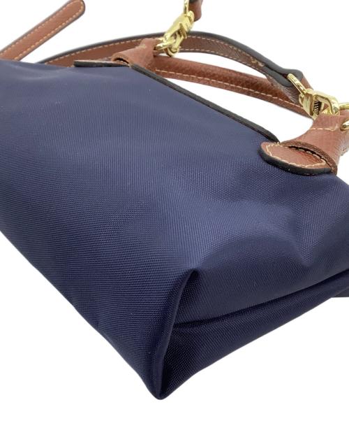 LONGCHAMP（ロンシャン）LONGCHAMP (ロンシャン) ミニショルダーバッグ　ル プリアージュ ネイビー×ブラウンの古着・服飾アイテム
