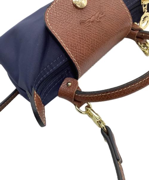 LONGCHAMP（ロンシャン）LONGCHAMP (ロンシャン) ミニショルダーバッグ　ル プリアージュ ネイビー×ブラウンの古着・服飾アイテム