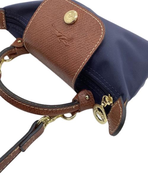 LONGCHAMP（ロンシャン）LONGCHAMP (ロンシャン) ミニショルダーバッグ　ル プリアージュ ネイビー×ブラウンの古着・服飾アイテム