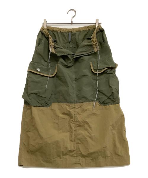 and wander（アンドワンダー）and wander (アンドワンダー) ナイロンスカート ベージュ×カーキ サイズ:Mの古着・服飾アイテム