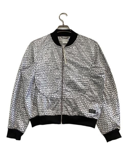 adidas（アディダス）adidas (アディダス) ジャケット　総柄 ブラック×ホワイト サイズ:Mの古着・服飾アイテム