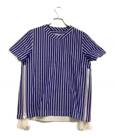 中古・古着通販】sacai (サカイ) 半袖ブラウス ブルー×ホワイト サイズ