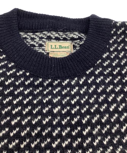 L.L.Bean（エルエルビーン）L.L.Bean (エルエルビーン) 厚手ニット　バーズアイニット ブラック×ホワイト サイズ:Lの古着・服飾アイテム