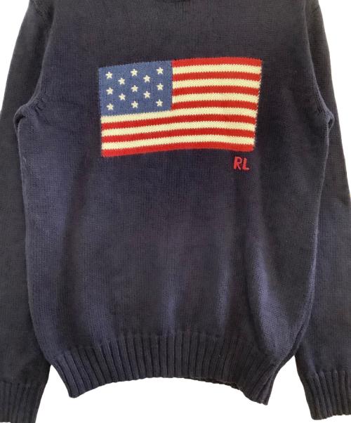 POLO RALPH LAUREN（ポロ・ラルフローレン）POLO RALPH LAUREN (ポロ・ラルフローレン) 厚手ニット　星条旗 ネイビー サイズ:XSの古着・服飾アイテム