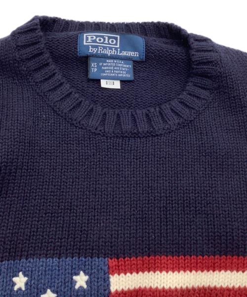 POLO RALPH LAUREN（ポロ・ラルフローレン）POLO RALPH LAUREN (ポロ・ラルフローレン) 厚手ニット　星条旗 ネイビー サイズ:XSの古着・服飾アイテム