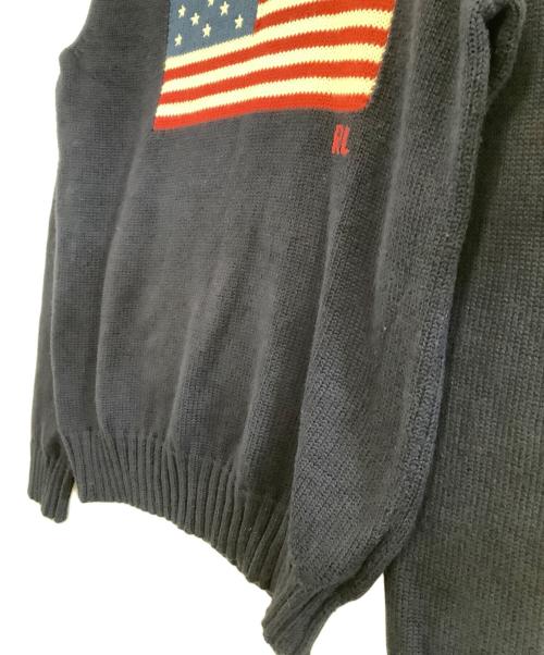 POLO RALPH LAUREN（ポロ・ラルフローレン）POLO RALPH LAUREN (ポロ・ラルフローレン) 厚手ニット　星条旗 ネイビー サイズ:XSの古着・服飾アイテム