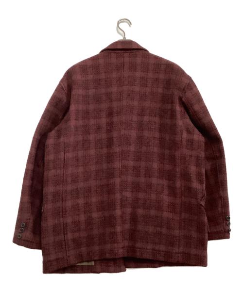 Y's for men（ワイズフォーメン）Y's for men (ワイズフォーメン) ステンカラーコート　千鳥格子 レッド×ブラック サイズ:表記なしの古着・服飾アイテム